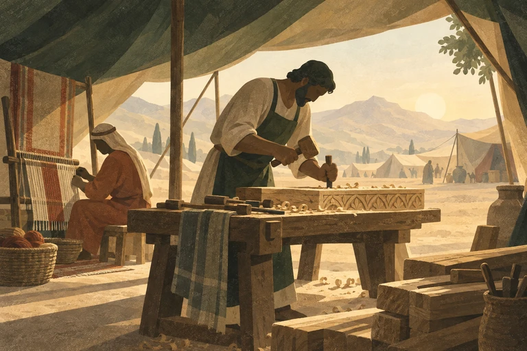 Bezalel works on the sanctuary furnishings